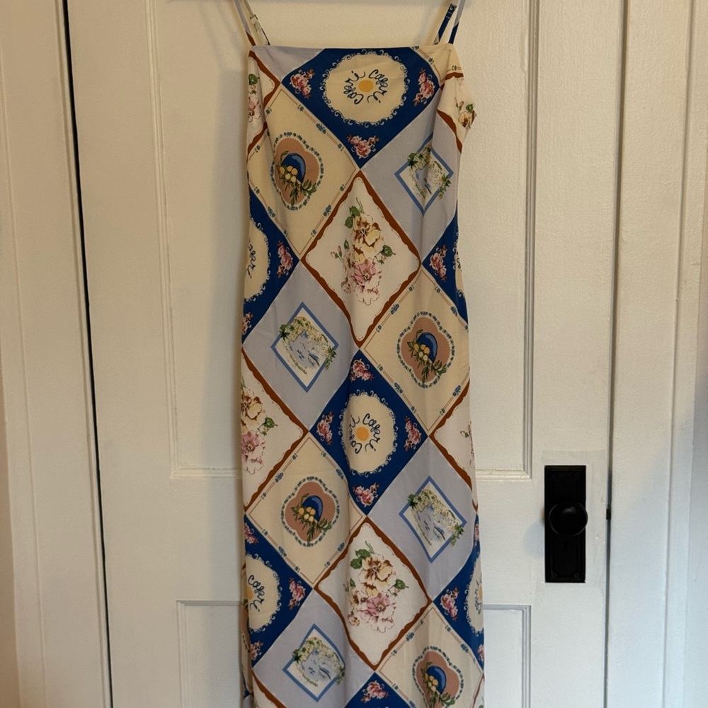 Abercrombie & Fitch Cream and Blue Floral Print Maxi Dress
